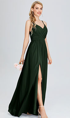 A-line Sweetheart Floor-length Chiffon Prom Dress with Split Front