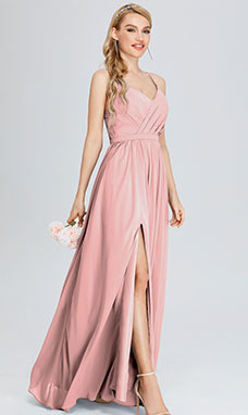 A-line Sweetheart Floor-length Chiffon Prom Dress with Split Front