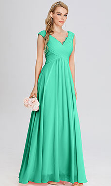 A-line Off-the-shoulder Floor-length Chiffon Bridesmaid Dress with Lace