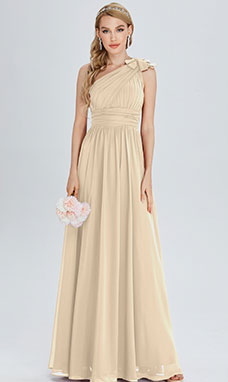 A-line One Shoulder Floor-length Chiffon Bridesmaid Dress