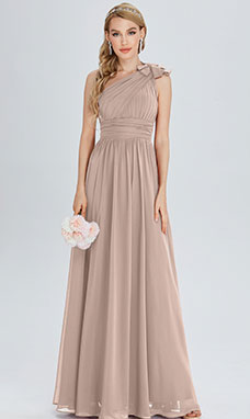 A-line One Shoulder Floor-length Chiffon Bridesmaid Dress