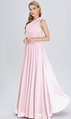 A-line One Shoulder Floor-length Chiffon Prom Dress