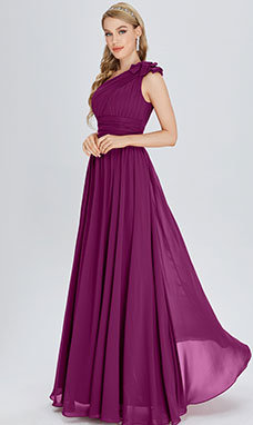 Trapezio Monospalla Raso terra Chiffon Abito da festa