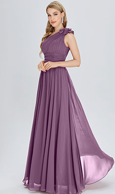 Trapezio Monospalla Raso terra Chiffon Abito da festa