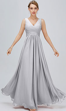 A-line V-neck Floor-length Chiffon Prom Dress