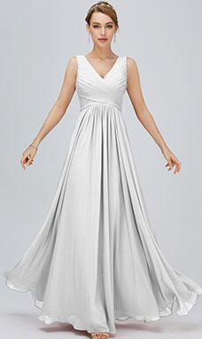 A-line V-neck Floor-length Chiffon Prom Dress