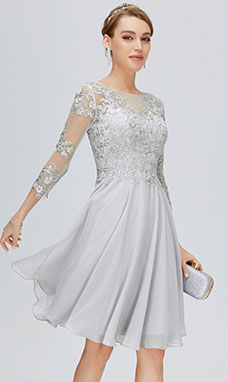 A-line Scoop Knee-length Chiffon Prom Dress