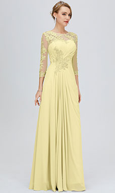 A-line Scoop Floor-length Chiffon Mother of the Bride Dress with Lace