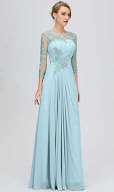 A-line Scoop Floor-length Chiffon Mother of the Bride Dress with Lace