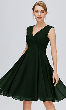 A-Linie V-Ausschnitt Knielang Chiffon Jugendweihekleid