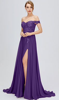 Trapezio Omerale Senza maniche Chiffon Abito da festa con Pizzo