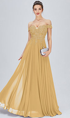 Trapezio Omerale Raso terra Chiffon Abito da festa con Pizzo