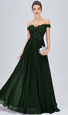 Trapezio Omerale Raso terra Chiffon Abito da festa con Pizzo