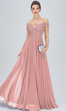 Trapezio Omerale Raso terra Chiffon Abito da festa con Pizzo