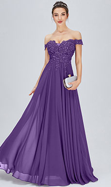Trapezio Omerale Raso terra Chiffon Abito da festa con Pizzo