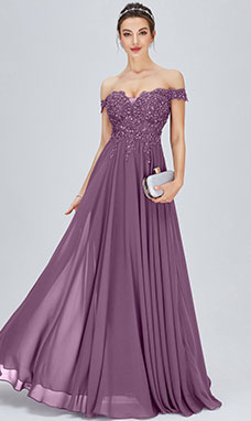 Trapezio Omerale Raso terra Chiffon Abito da festa con Pizzo