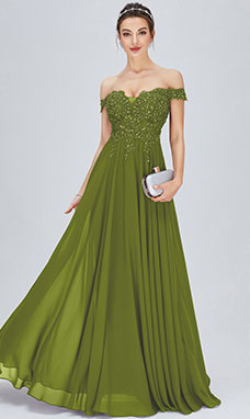 Trapezio Omerale Raso terra Chiffon Abito da festa con Pizzo