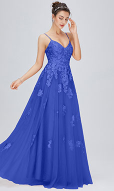 Trapezio A V Raso terra Tulle Abito da festa con Pizzo