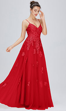 Trapezio A V Raso terra Tulle Abito da festa con Pizzo