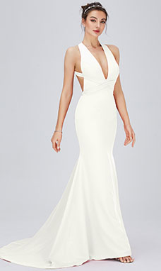 Trumpet/Mermaid V-neck Jersey Prom Dress