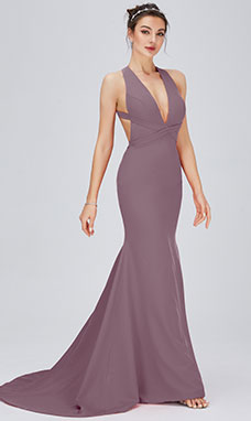 Trumpet/Mermaid V-neck Jersey Prom Dress