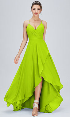 A-line V-neck Asymmetrical Chiffon Prom Dress