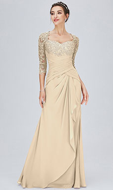Trumpet/Mermaid Sweetheart Floor-length Chiffon Mother of the Bride Dress with Lace
