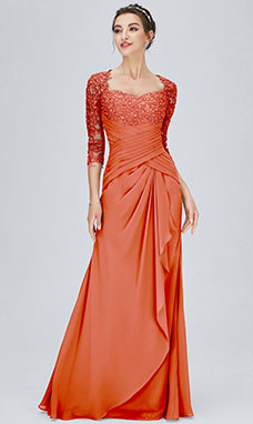Trumpet/Mermaid Sweetheart Floor-length Chiffon Mother of the Bride Dress with Lace
